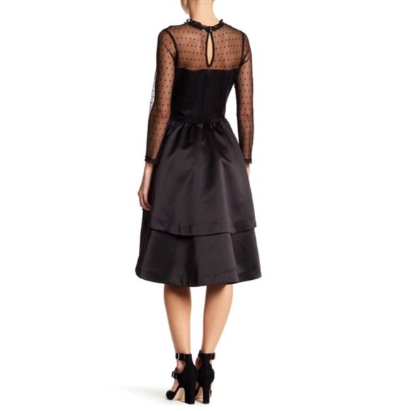 English Factory Black Swiss Dot Flared Dress NWT - Picture 2 of 5